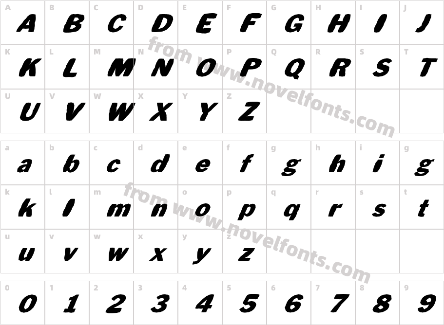 FZ BASIC 56 MANGLED ITALICCharacter Map