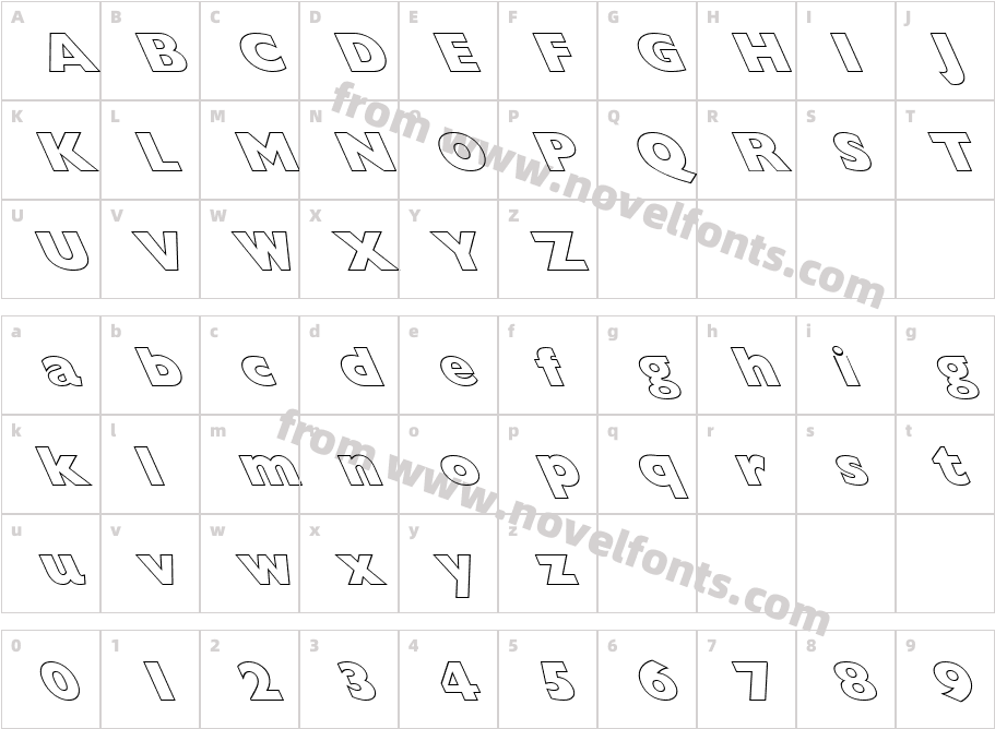 FZ BASIC 57 HOLLOW LEFTYCharacter Map