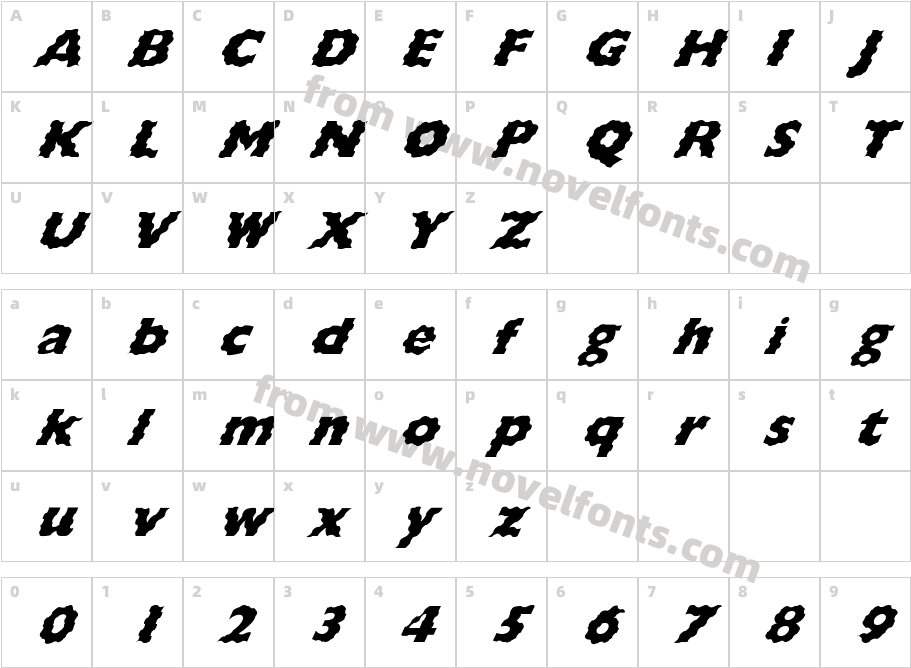 FZ BASIC 57 WAVEY ITALICCharacter Map