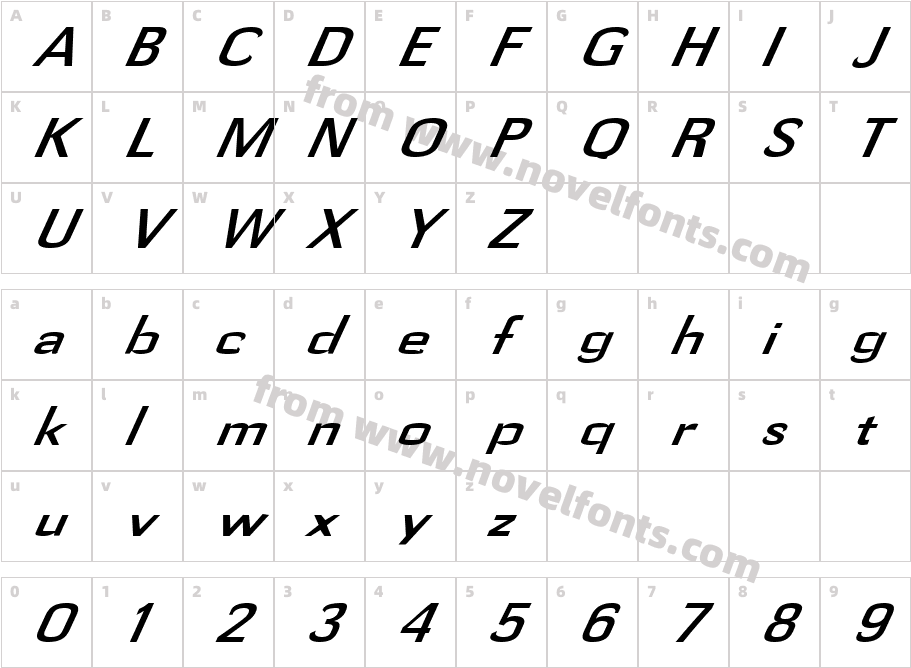 FZ BASIC 58 ITALICCharacter Map