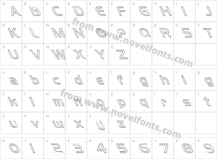 FZ BASIC 8 HOLLOW LEFTYCharacter Map