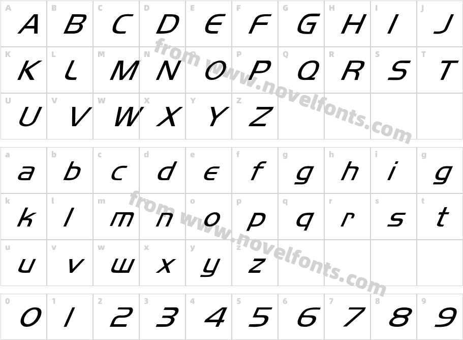 FZ BASIC 8 ITALICCharacter Map