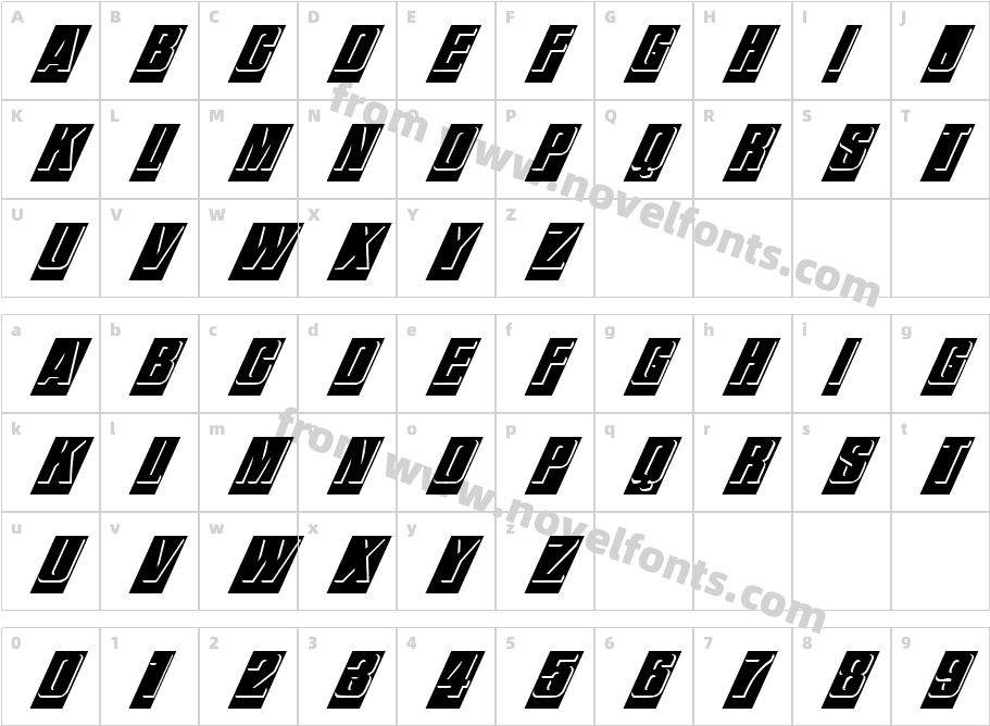 FZ BORDERS 13 ITALICCharacter Map