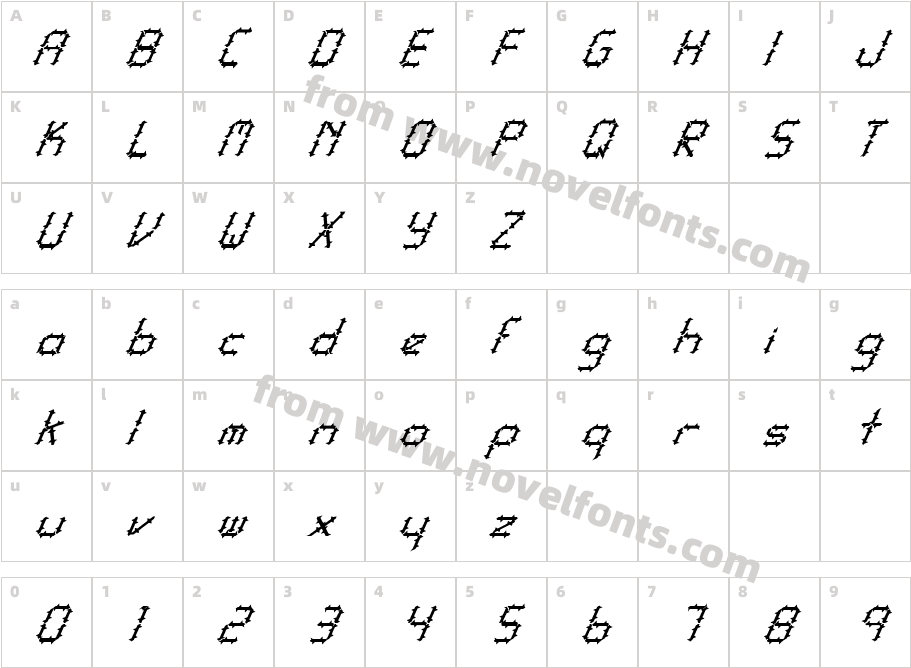 FZ DIGITAL 10 SPIKED ITALICCharacter Map