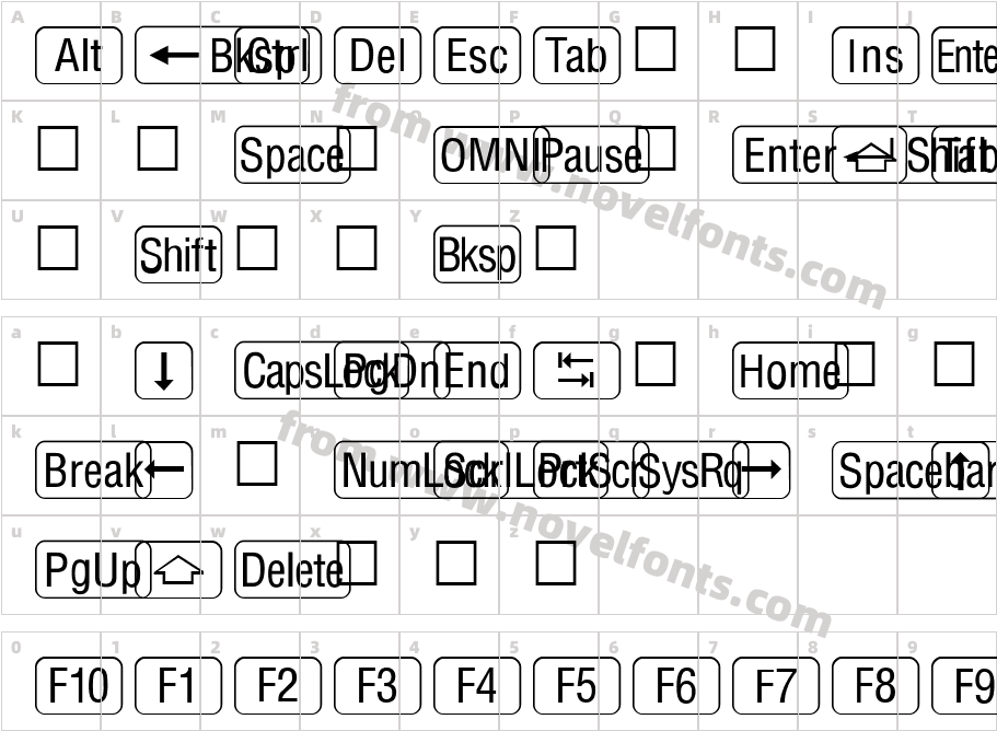 FZ DING 27Character Map