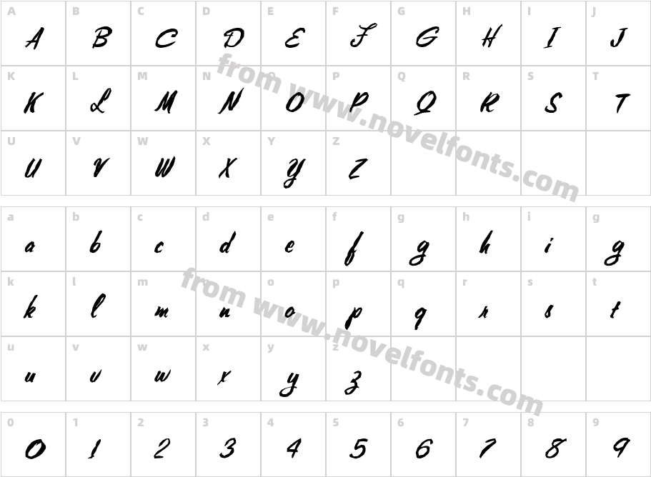 FZ HAND 10 MANGLED ITALICCharacter Map