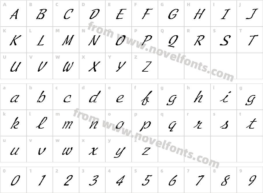 FZ HAND 20 ITALICCharacter Map