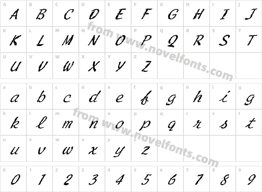 FZ HAND 20 MANGLED ITALICCharacter Map