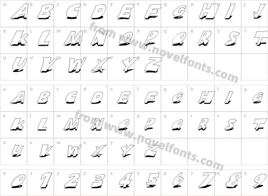 FZ JAZZY 10 SHADOW ITALICCharacter Map