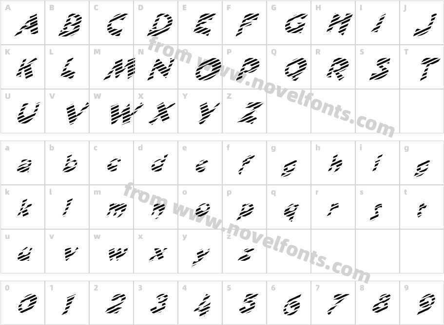 FZ JAZZY 11 STRIPED ITALICCharacter Map