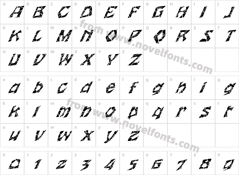 FZ JAZZY 12 CRACKED ITALICCharacter Map