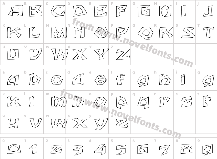 FZ JAZZY 12 HOLLOW EXCharacter Map