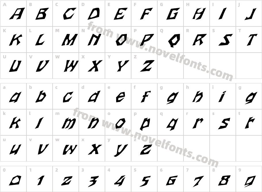 FZ JAZZY 12 ITALICCharacter Map