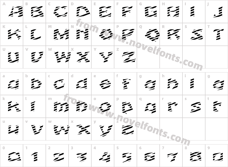 FZ JAZZY 12 STRIPED EXCharacter Map