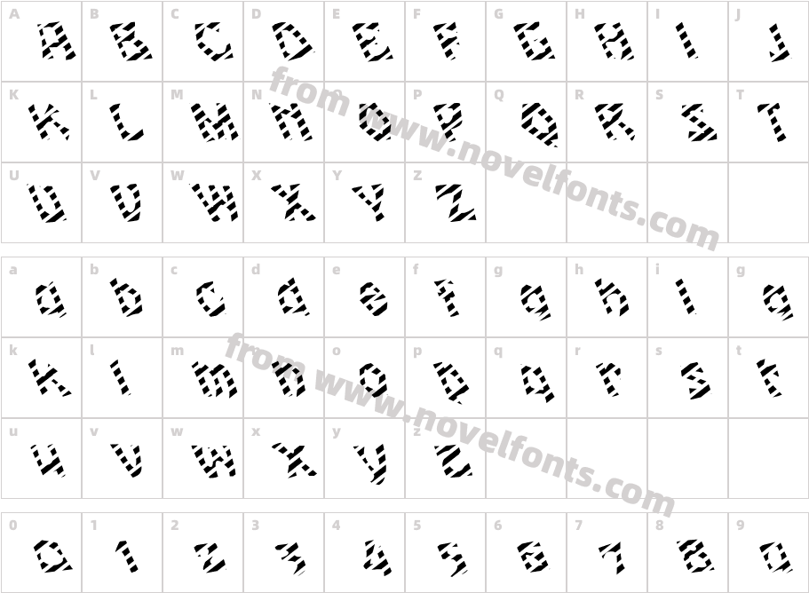 FZ JAZZY 12 STRIPED LEFTYCharacter Map