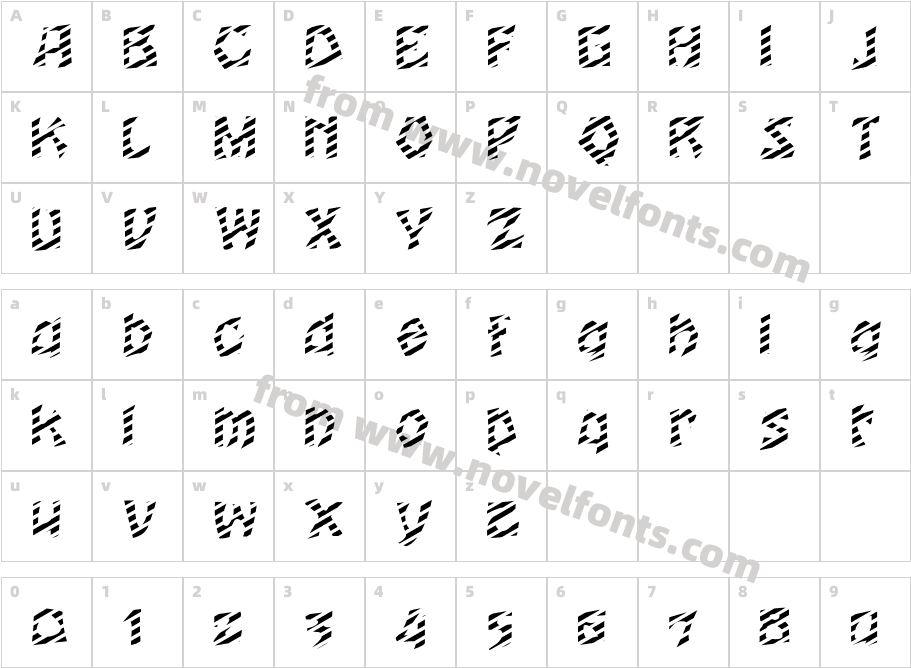 FZ JAZZY 12 STRIPEDCharacter Map