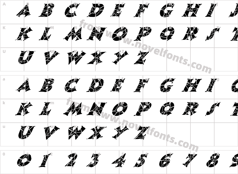 FZ JAZZY 13 CRACKED ITALICCharacter Map