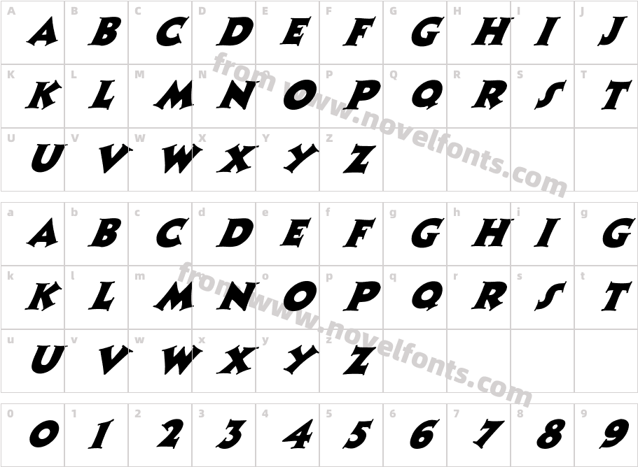 FZ JAZZY 13 ITALICCharacter Map