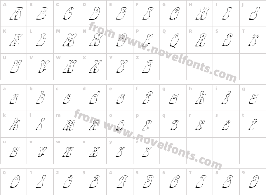 FZ JAZZY 14 SHADOW ITALICCharacter Map