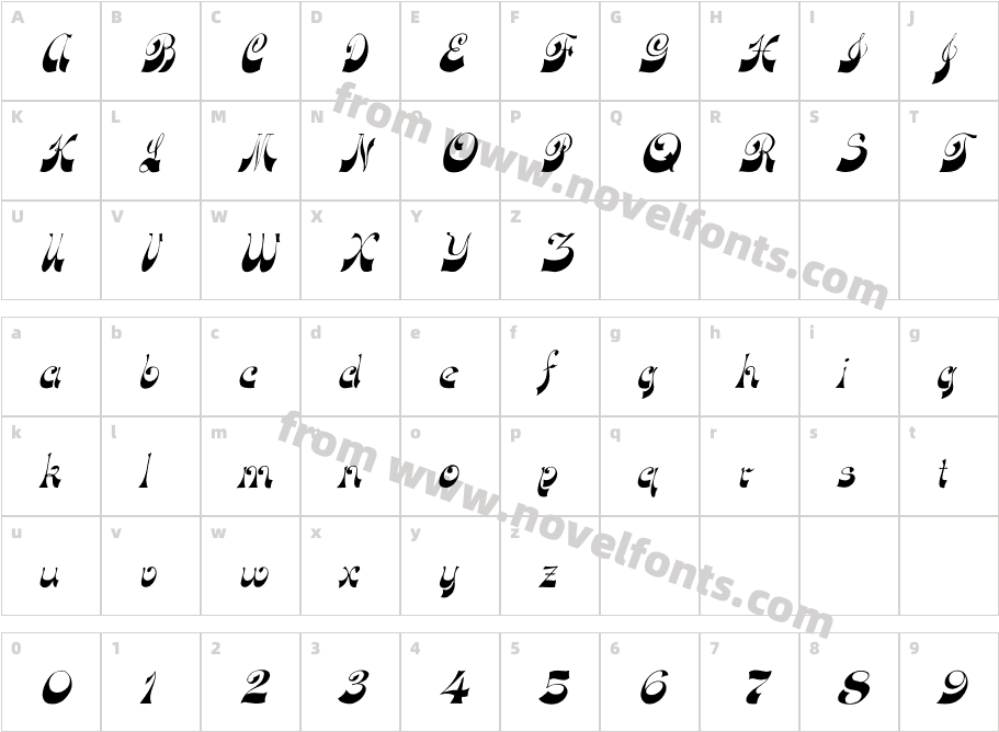 FZ JAZZY 15 ITALICCharacter Map