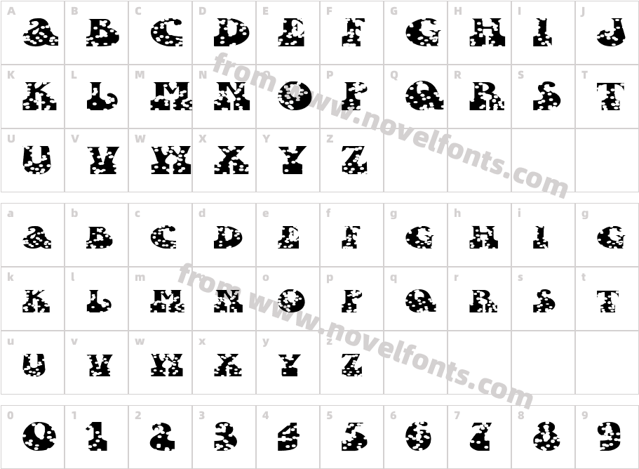 FZ JAZZY 16 HOLEY EXCharacter Map