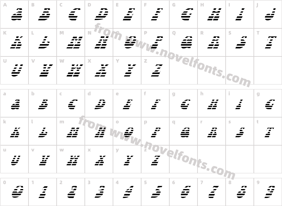 FZ JAZZY 16 STRIPED ITALICCharacter Map