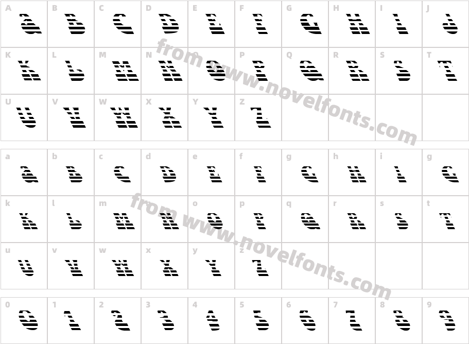 FZ JAZZY 16 STRIPED LEFTYCharacter Map