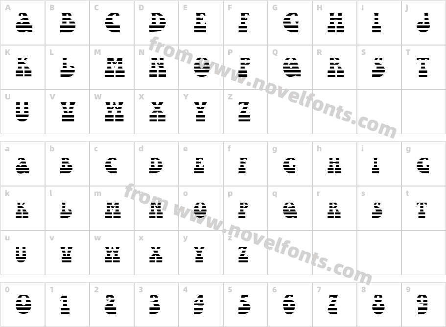 FZ JAZZY 16 STRIPEDCharacter Map