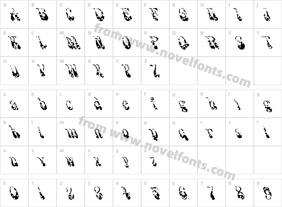 FZ JAZZY 17 HOLEYCharacter Map