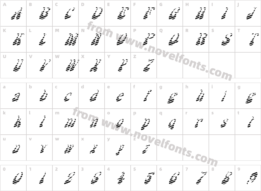 FZ JAZZY 17 STRIPED ITALICCharacter Map