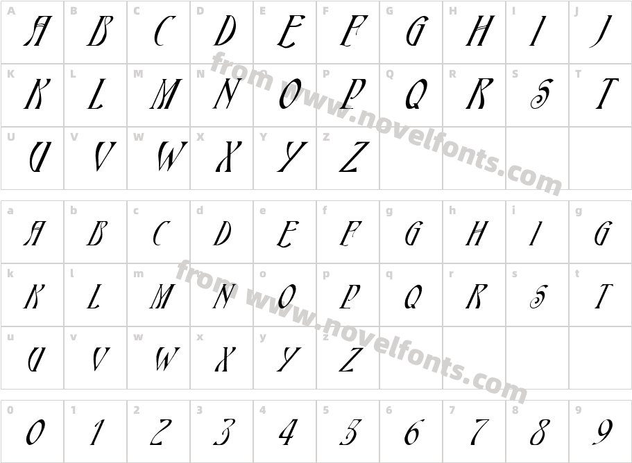 FZ JAZZY 18 ITALICCharacter Map