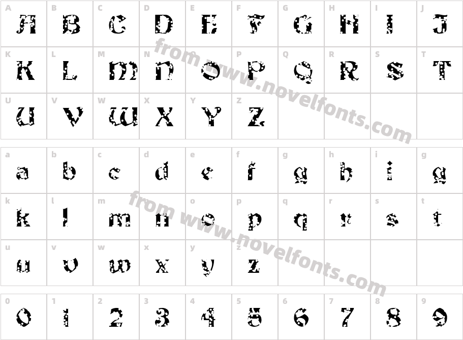 FZ JAZZY 19 HOLEYCharacter Map