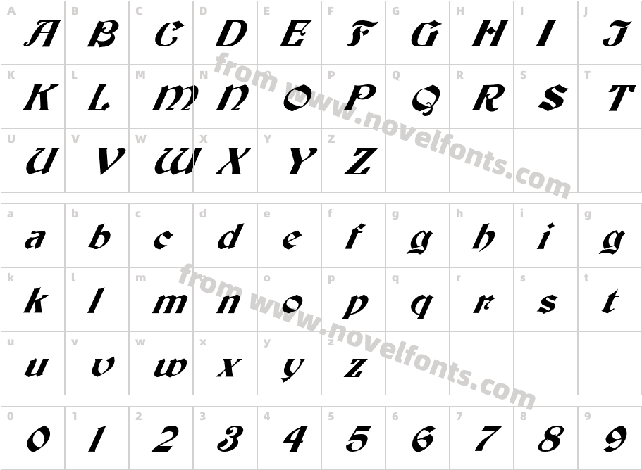 FZ JAZZY 19 ITALICCharacter Map