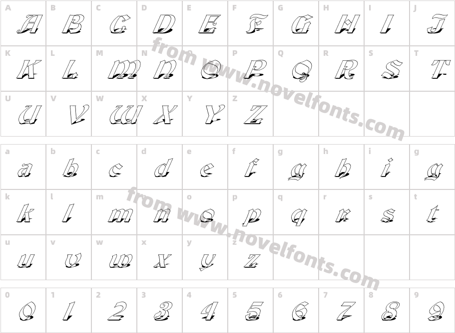 FZ JAZZY 19 SHADOW ITALICCharacter Map