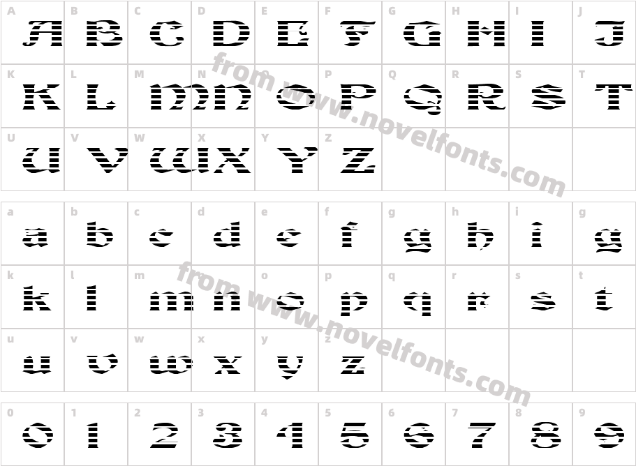 FZ JAZZY 19 STRIPED EXCharacter Map