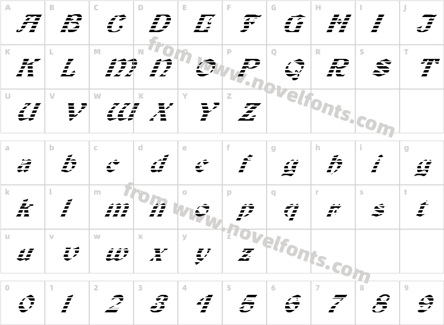 FZ JAZZY 19 STRIPED ITALICCharacter Map