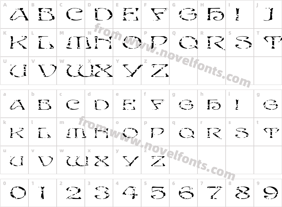 FZ JAZZY 20 HOLEY EXCharacter Map