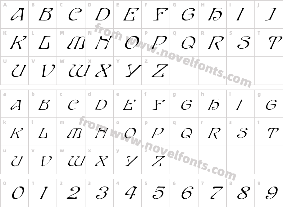 FZ JAZZY 20 ITALICCharacter Map