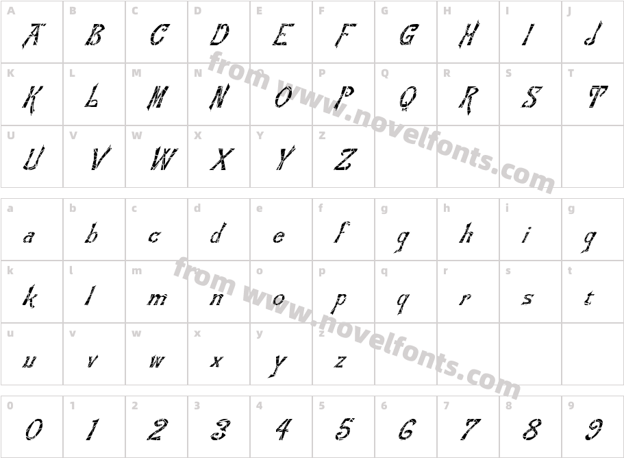 FZ JAZZY 21 CRACKED ITALICCharacter Map