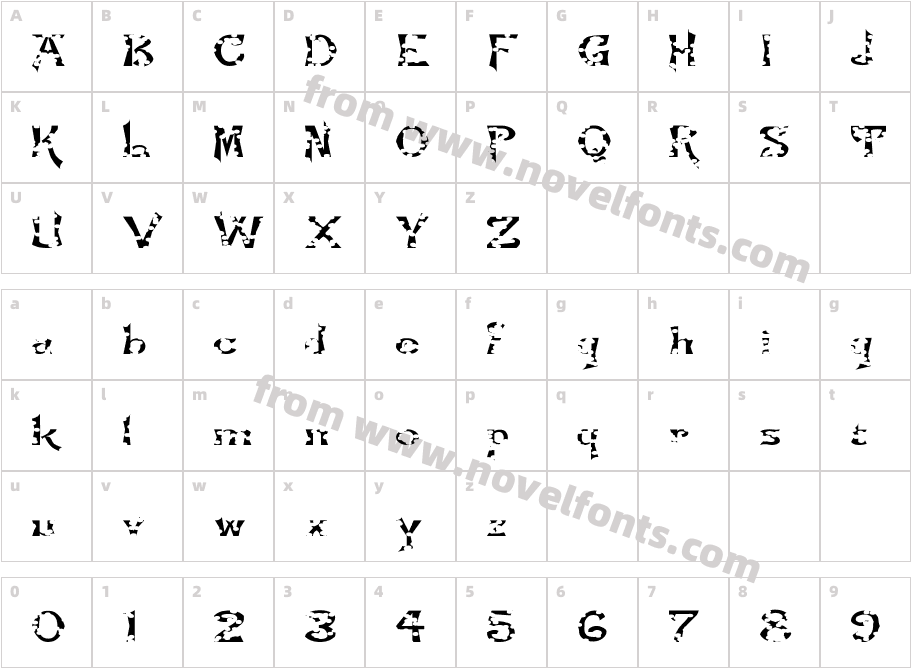 FZ JAZZY 21 HOLEY EXCharacter Map