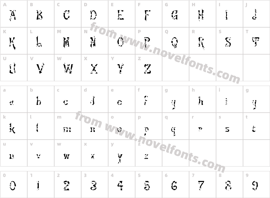 FZ JAZZY 21 HOLEYCharacter Map