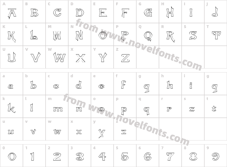 FZ JAZZY 21 HOLLOW EXCharacter Map