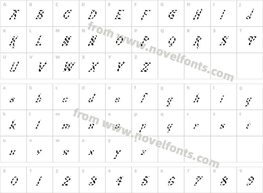 FZ JAZZY 21 STRIPED ITALICCharacter Map