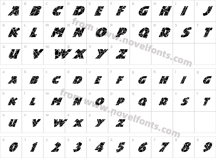 FZ JAZZY 24 CRACKED ITALICCharacter Map