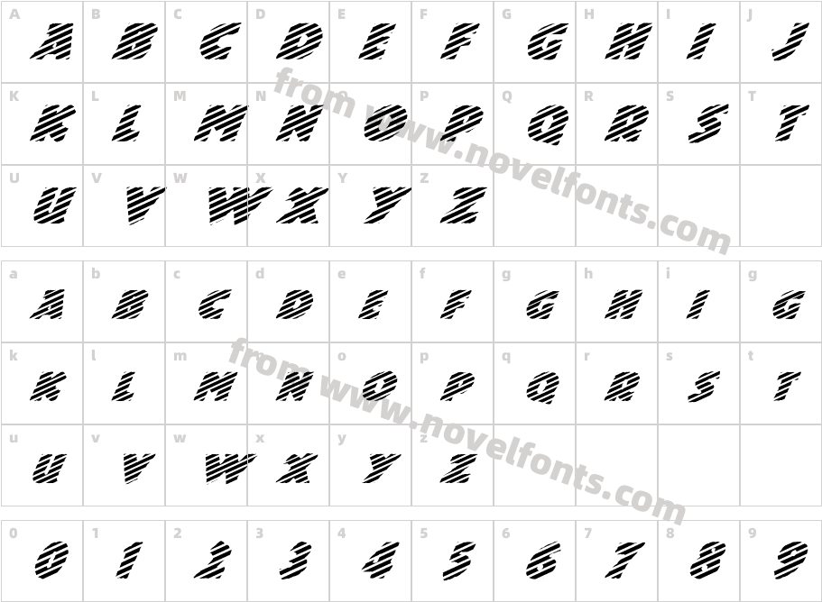 FZ JAZZY 24 STRIPED ITALICCharacter Map