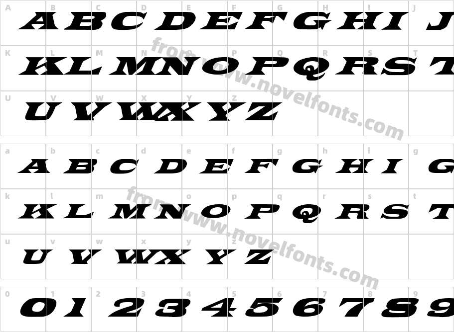 FZ JAZZY 26 ITALICCharacter Map