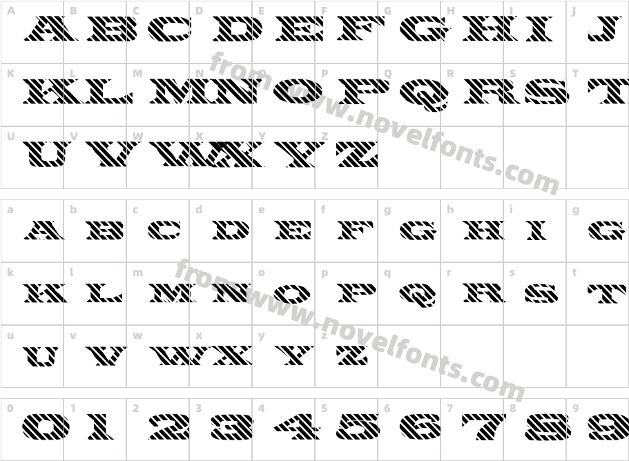 FZ JAZZY 26 STRIPEDCharacter Map