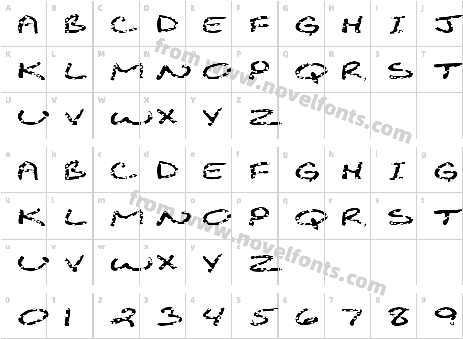 FZ JAZZY 29 HOLEY EXCharacter Map