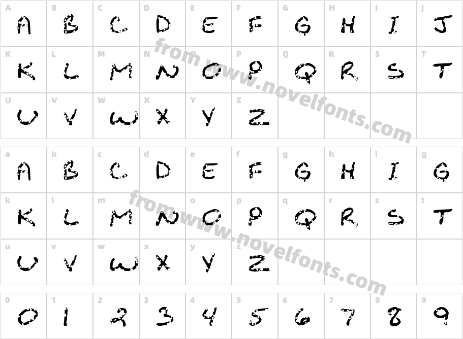 FZ JAZZY 29 HOLEYCharacter Map