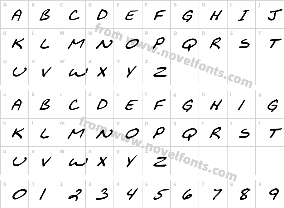 FZ JAZZY 29 ITALICCharacter Map